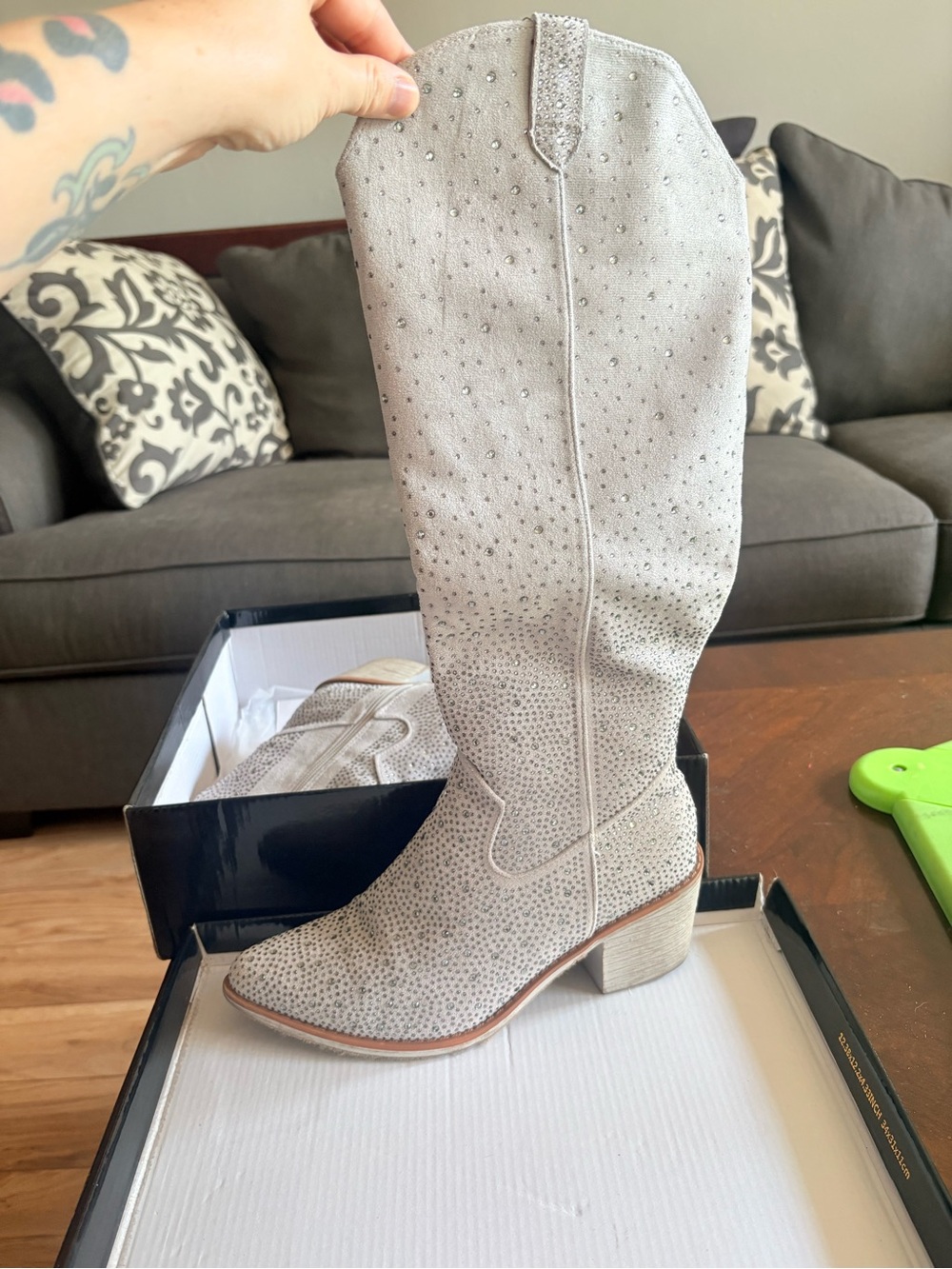 Pierre Dumas Light Taupe Studded Knee-High Boot